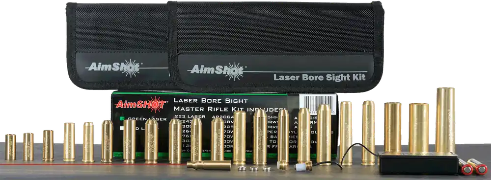 AimShot Master Kit Multi-Caliber Bore Sight with Red Laser for Rifles (Batteries Not Included)