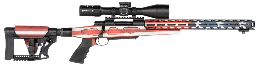 Howa M1500 APC Gen2 6.5 Creedmoor Rifle with American Flag Design and Luth-AR MBA-4 Stock