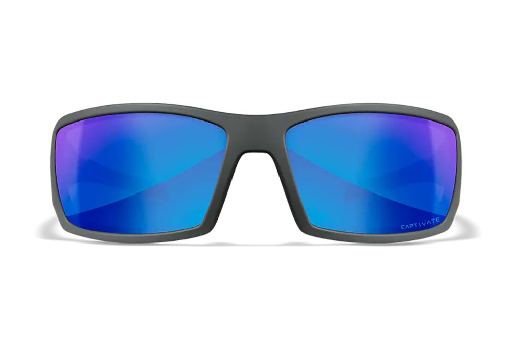Wiley X SSTWI09 Twisted Sunglasses - Blue Mirror Lens, Matte Gray Frame, M/L Size