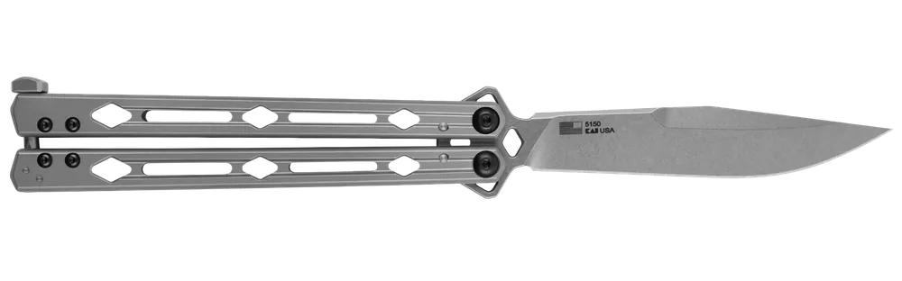 Kershaw Lucha 5150 Butterfly Knife with 4.60" Stonewashed 14C28N Steel Blade and Bead Blasted Handle