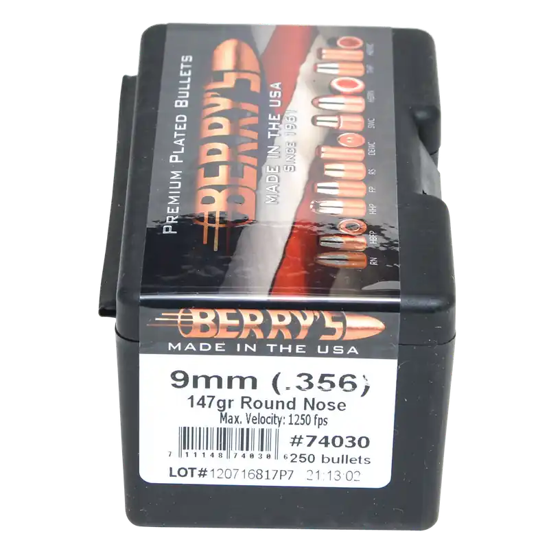 Berry's Superior 9mm 147gr RN Bullets - 250 Count Box