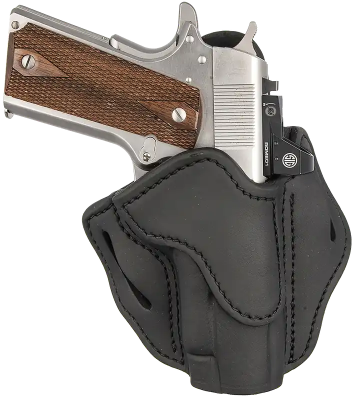 Optic Ready Stealth Black Leather Belt Slide Holster for 4-5" 1911 - Right Handed
