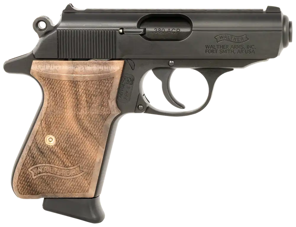 Walther Arms PPK/S .380 ACP 7+1 Black Steel Barrel with Walnut Grip