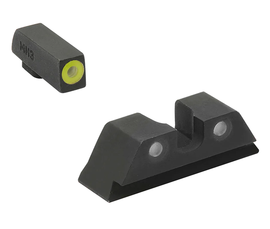 Meprolight Hyper-Bright Tritium Sight Set for Glock 17/19/22 - Green/Yellow Front, Green/Black Rear