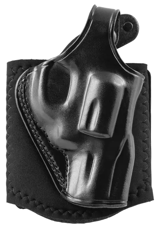 Galco AG118B Ankle Glove Holster for Ruger SP101 & Taurus 605, Right Hand, Black Leather, Fits Ankles up to 13"