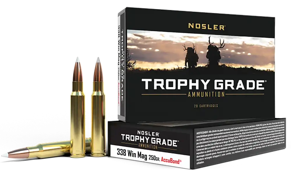 Nosler Trophy Grade .338 Win Mag 250gr AccuBond Ammo - 20 Rounds