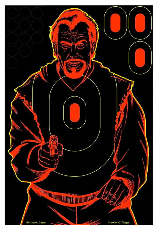 Birchwood Casey 34643 Shoot-N-C Reactive Target 12"x18" Bad Guy Silhouette 100 Pack