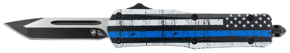 Templar Knife Gen II Back The Blue OTF Tanto with Black & White Handle