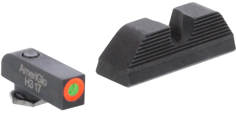 AmeriGlo GL5353 Glock Sight Set: Green Tritium Front & Black Serrated Rear