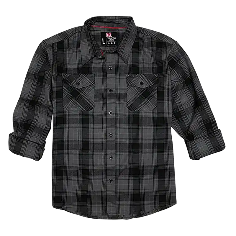 Hornady Gear 32226 3XL Gray/Black Flannel Shirt - Cotton/Polyester Relaxed Fit Button-Up