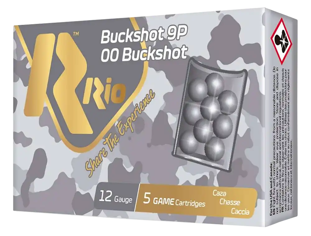 Rio Ammunition 12 Gauge 2.75" 00 Buckshot - 5 Rounds/Box, 50 Rounds/Case