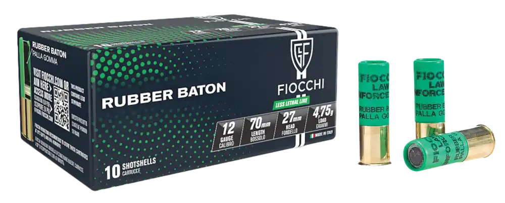 Fiocchi 12 Gauge Rubber Baton SlugShot - Home Defense Ammo (10/Box)