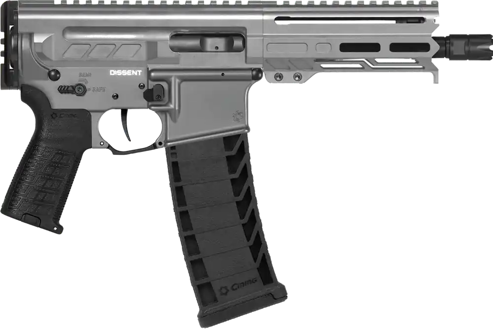CMMG Dissent MK4 9mm Pistol, Tungsten Gray, 33+1 Capacity, 6.5" Barrel, M-LOK Handguard, Left Side Charging Handle