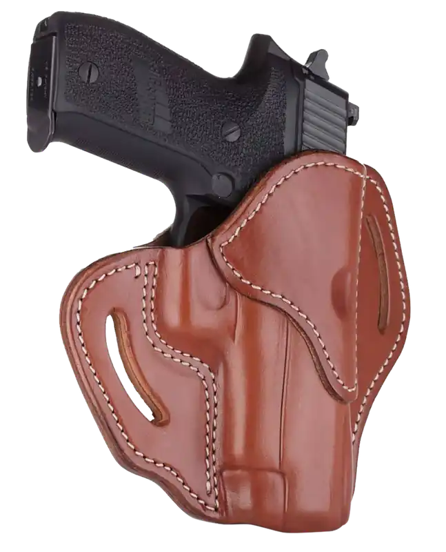 Classic Brown Leather Belt Slide Holster for Glock 17/Sig P226/HK VP9 - Right Handed