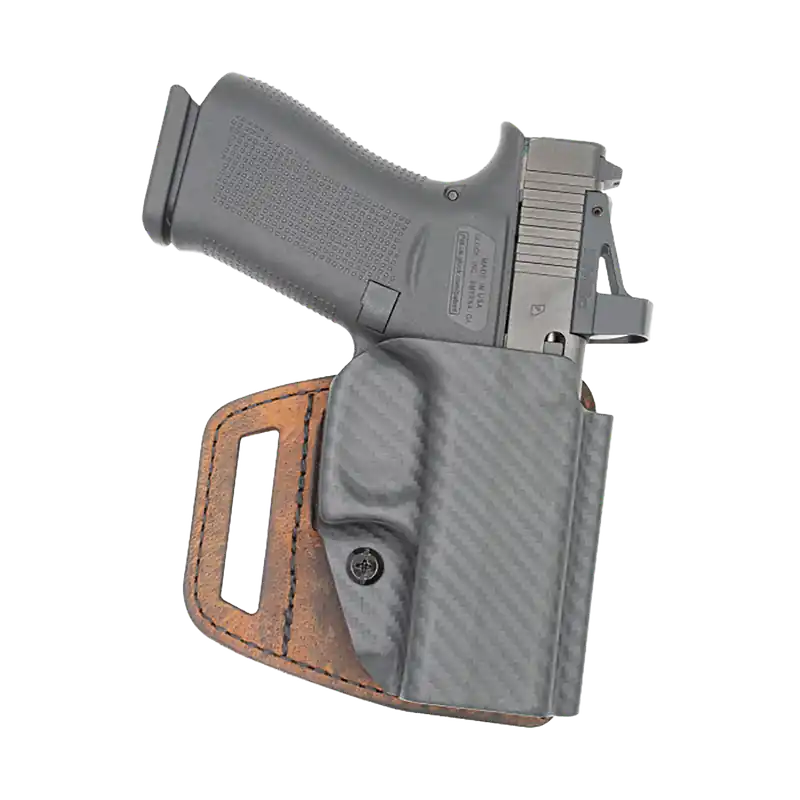 Versacarry V-Slide OWB Belt Holster for M&P Shield - Right Hand, Brown Leather/Polymer