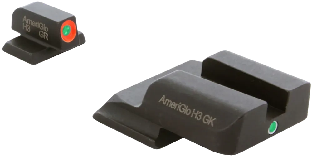 AmeriGlo SW245 i-Dot Sight Set for S&W M&P Shield - Green Tritium Sights with Orange Outline Front