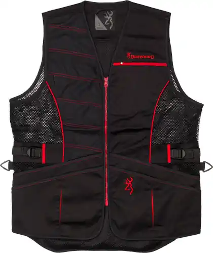 Browning Ace Shooting Vest - Right Handed, Black/Red Trim
