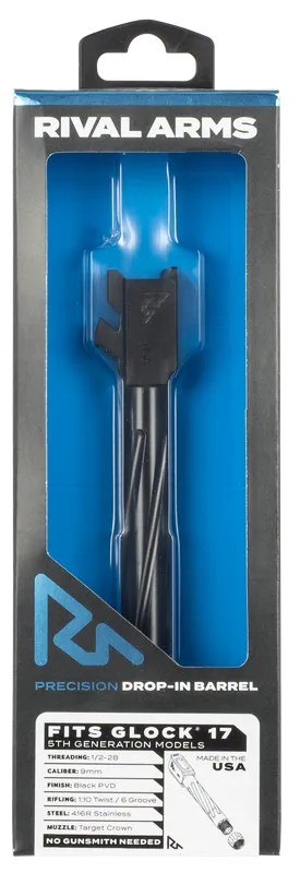 Precision V1 Drop-In Barrel for Glock 17 Gen5 - 9mm Luger, 4.49" Black PVD, 416R Stainless Steel, Threaded