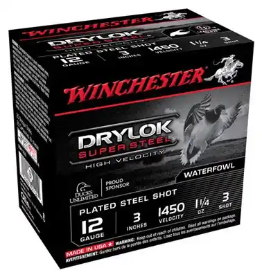 Winchester Drylok 12GA 3" 1-1/4oz #3 25 Rounds 10 Boxes/Case