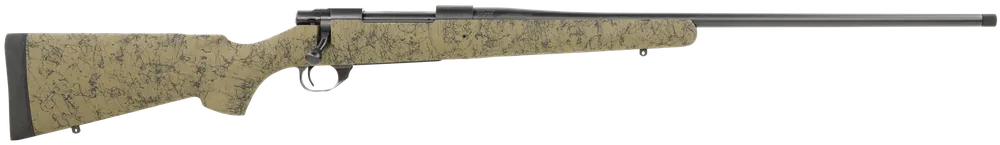 Howa M1500 HS Precision 300 Win Mag Rifle with Blued Threaded Barrel and Green/Black Webbed Stock