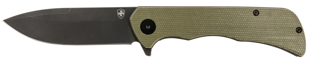 Templar Knife Paladin Folding Knife with Black D2 Steel Blade and Green Micarta Handle