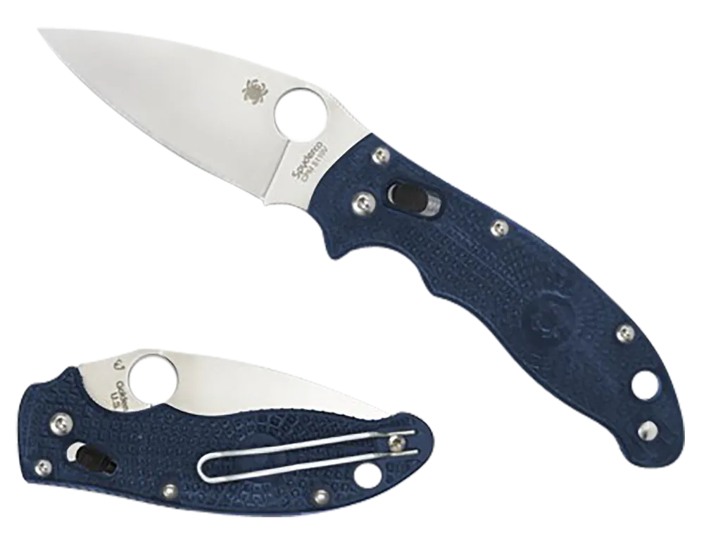 Spyderco Manix 2 Lightweight Folding Knife with Satin Blade and Dark Blue Handle