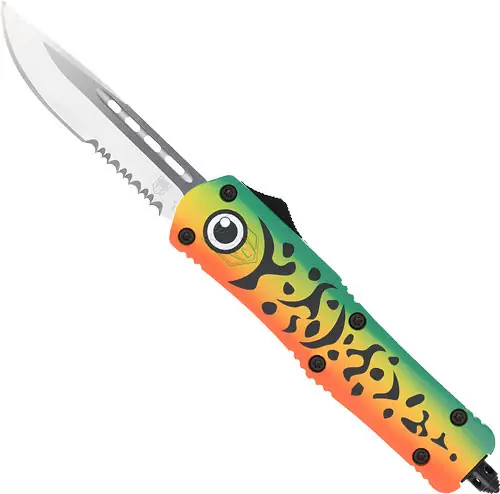 CobraTec FS3 OTF Medium 3" Serrated Drop Point Knife - Green