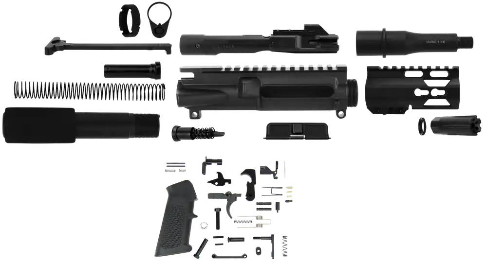 TacFire 9mm Luger AR Build Kit with KeyMod Rail - Black Steel