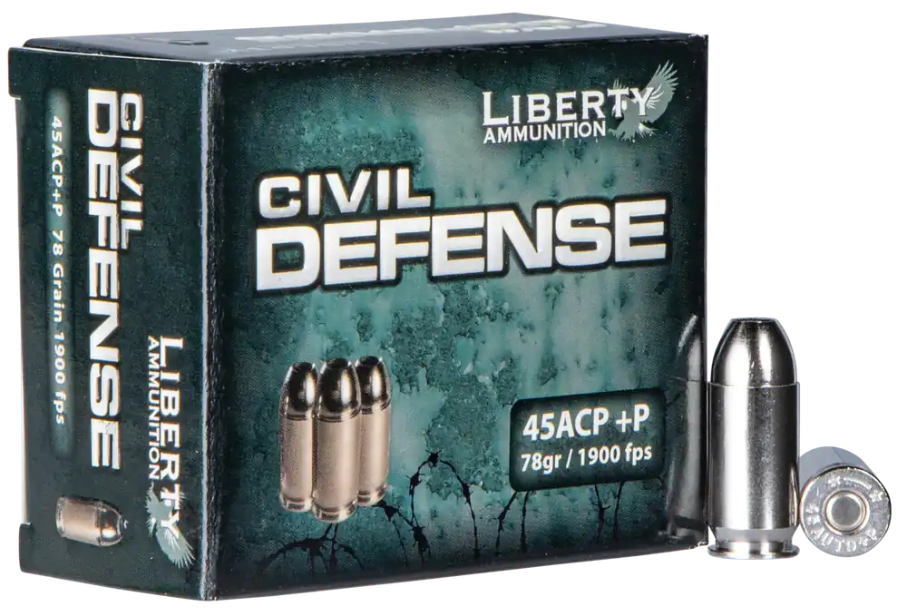Liberty Ammunition LACD45013 Civil Defense 45ACP+P 78gr Lead Free Fragmenting Hollow Point 20 Per Box/50 Case