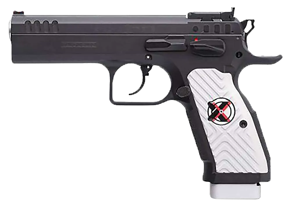 Tanfoglio IFG Stock II Xtreme 9mm Pistol with Black Steel Frame and White Polymer Grip