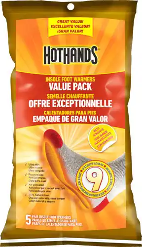 9-Hour Foot Warmer Insoles with ADHSVHOTHANDS - 5 Pairs per Bag