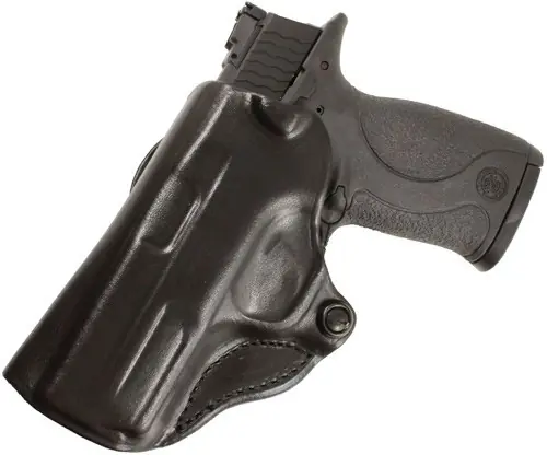 DeSantis Mini Scabbard Leather Holster for Glock 19/23/36 - Left Handed, OWB, Black