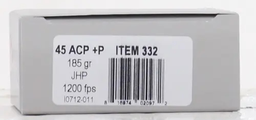 Underwood .45 ACP +P 185gr JHP Ammo - 20 Rounds per Box, 10 Boxes per Case