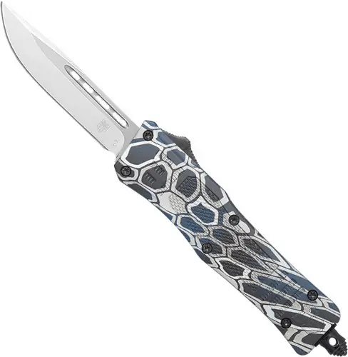 COBRATEC Medium CTK-1 OTF Knife with 3" Drop Point Blade - Blue Cobra Skin Design