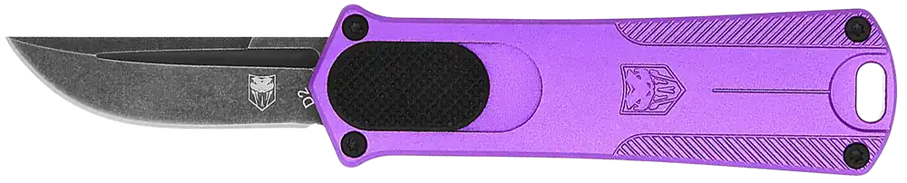 CobraTec CALI952PURDNS California Compliant OTF Knife with D2 Steel Blade and Purple Handle