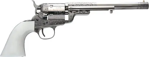 Cimarron 1851RM Wild Bill Hickok 38SPL 7.5" FS Nickel Engraved Revolver