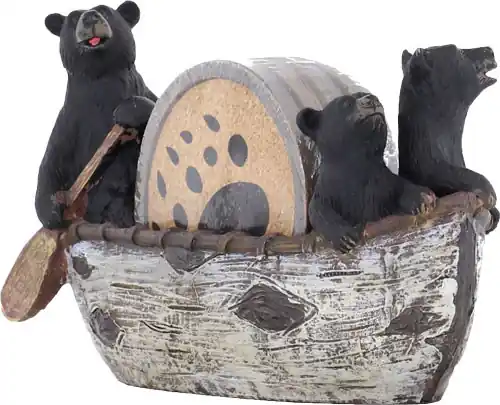 Rivers Edge Bears in a Boat 4-Piece Coaster Set