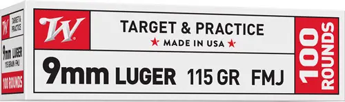 Winchester USA 9mm Luger 115gr FMJ 100rd 10bx/cs