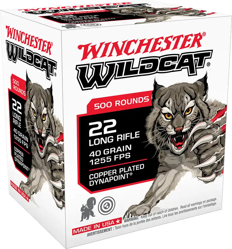 Winchester Wildcat 22LR 40gr Copper Plated DynaPoint Ammo - 500 Rounds Bulk Box