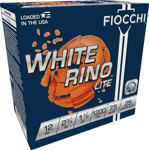 Fiocchi White Rhino 12GA 2.75" 1-1/8oz #7.5 1200FPS 250 Rounds