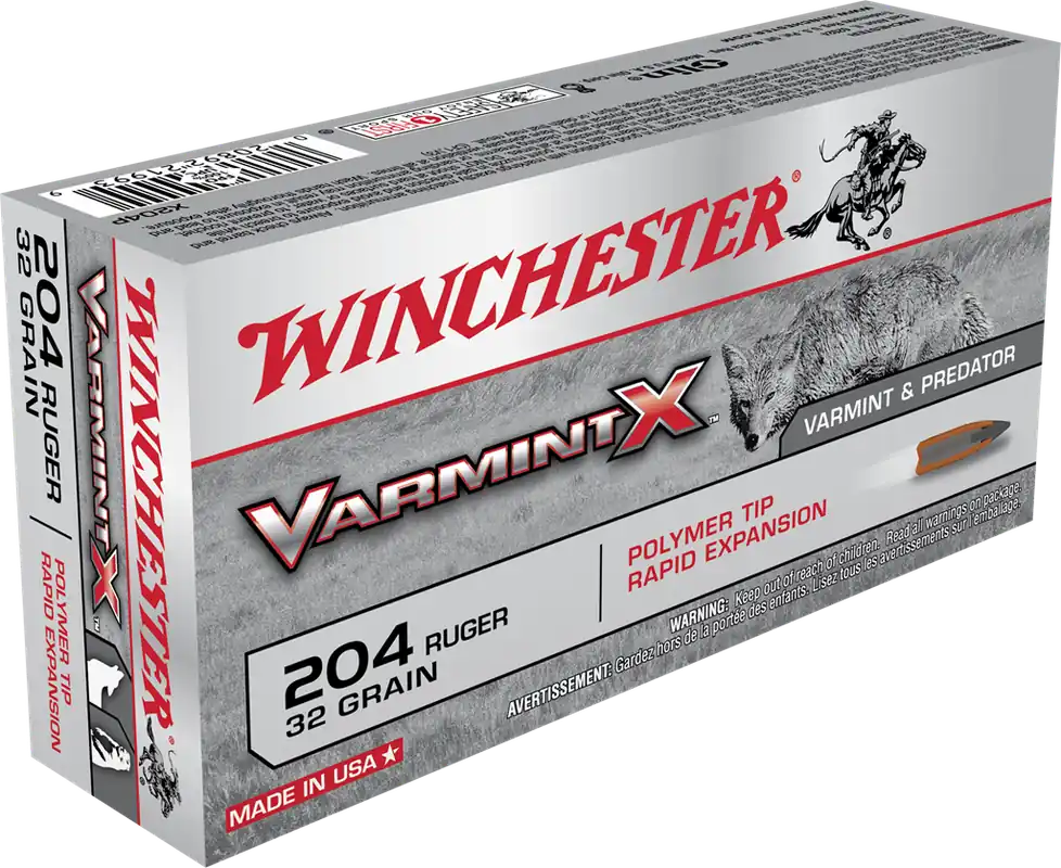 Winchester Ammo X204P Varmint X 204 Ruger 32gr Polymer Tip Rapid Expansion - 20 Rounds per Box, 10 Boxes per Case