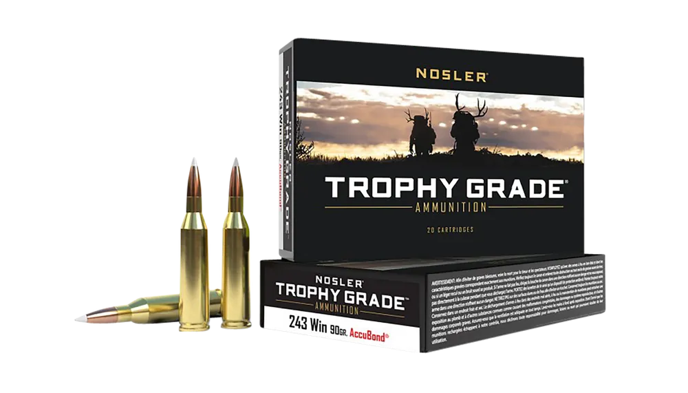 Nosler 48263 Trophy Grade .243 Win 90gr AccuBond Ammo - 20 Rounds