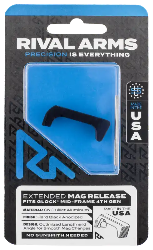 Extended Magazine Release for Glock Gen4 - Hard Black Anodized Aluminum by Rival Arms