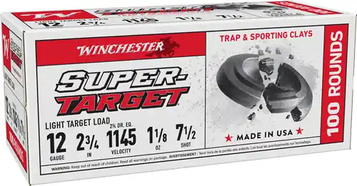 Winchester 12GA 2.75" Target Ammo, 1-1/8oz #7.5, 1145FPS, 200 Rounds