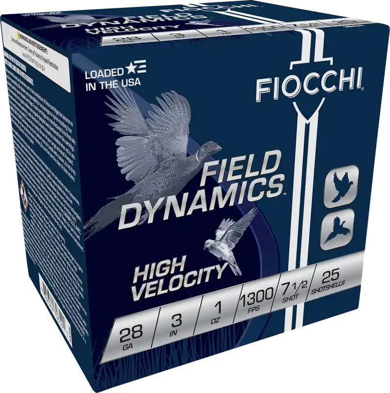 Fiocchi 28 Gauge High Velocity Field Dynamics Shotgun Shells - 1oz, 7.5 Shot, 25/Box