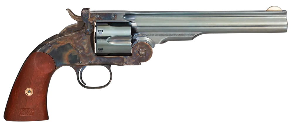 Taylors & Company Schofield 44-40 Win 7" Barrel Revolver with Charcoal Blued Finish and Walnut Grip