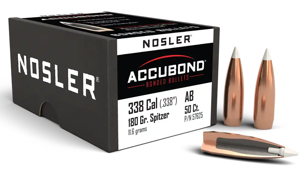 Nosler AccuBond .338 Caliber 180 Grain Spitzer Boat Tail - 50 Rounds