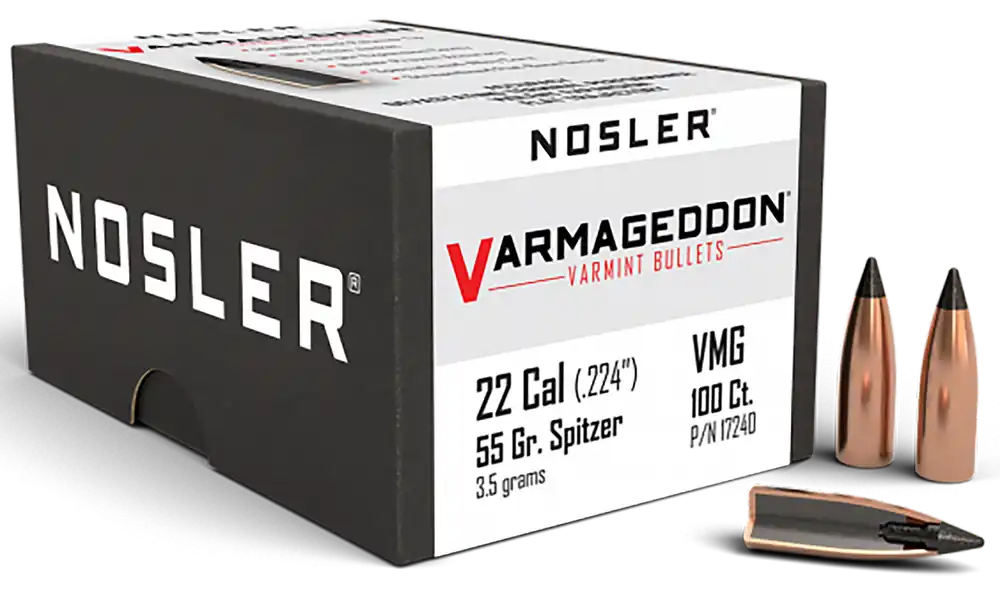 Nosler Varmageddon .22 Cal 55gr Flat Base Tipped Bullets - 100 Count