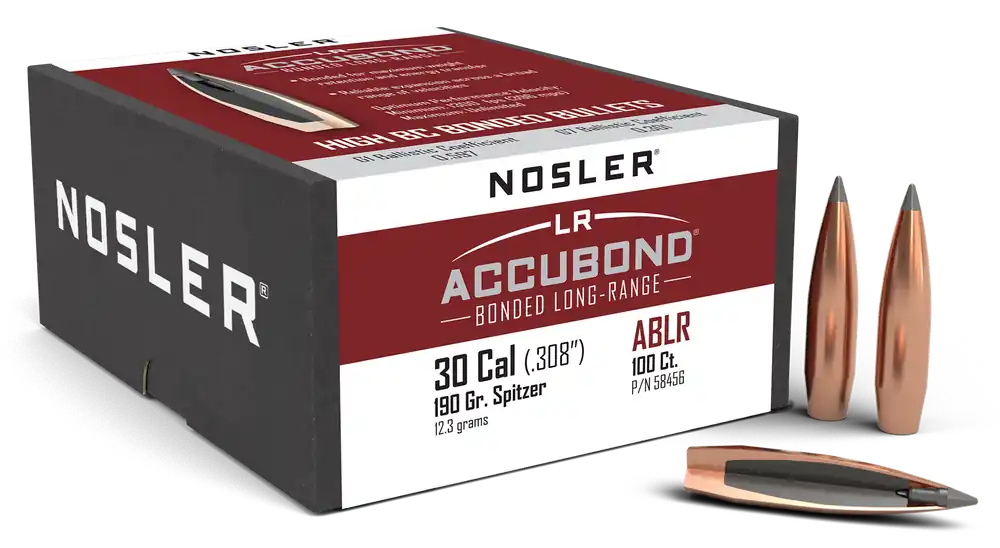 Nosler AccuBond Long Range 30 Caliber 190 Grain Spitzer 100 Count Box