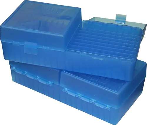 200-Round Flip Top Ammo Box for Small Rifle - Blue MTM